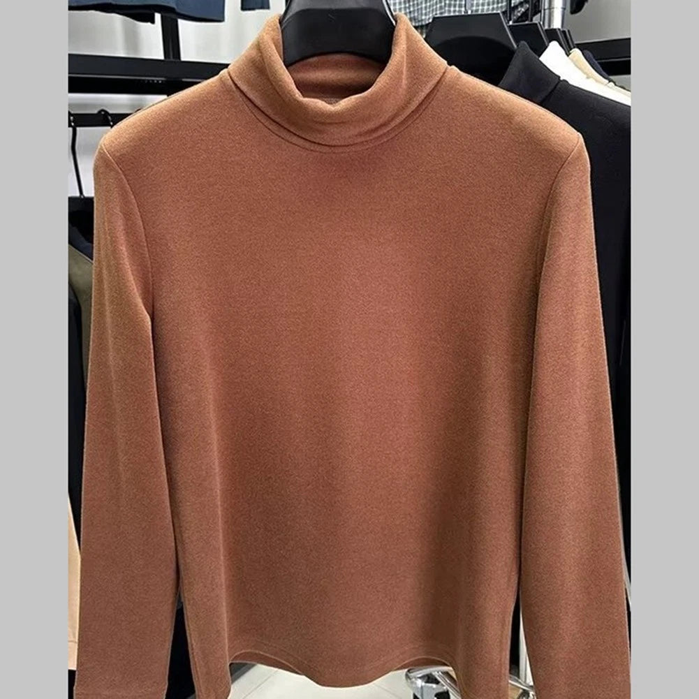 Men Close Fit Half High Collar Base T Shirt for Inner or Outer Layer Use