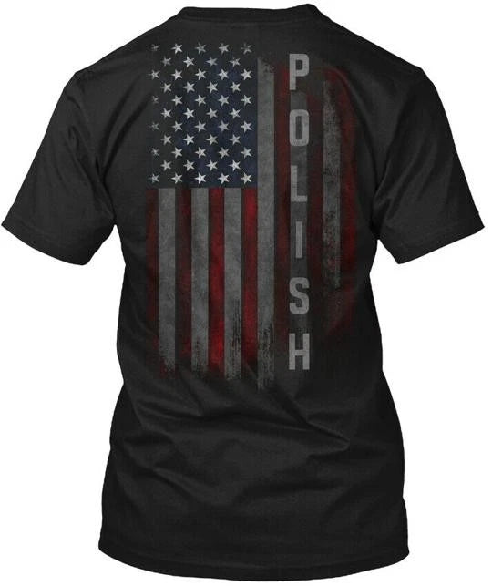 Polish Family American Flag T-Shirt Made in the USA Size S to 5XL