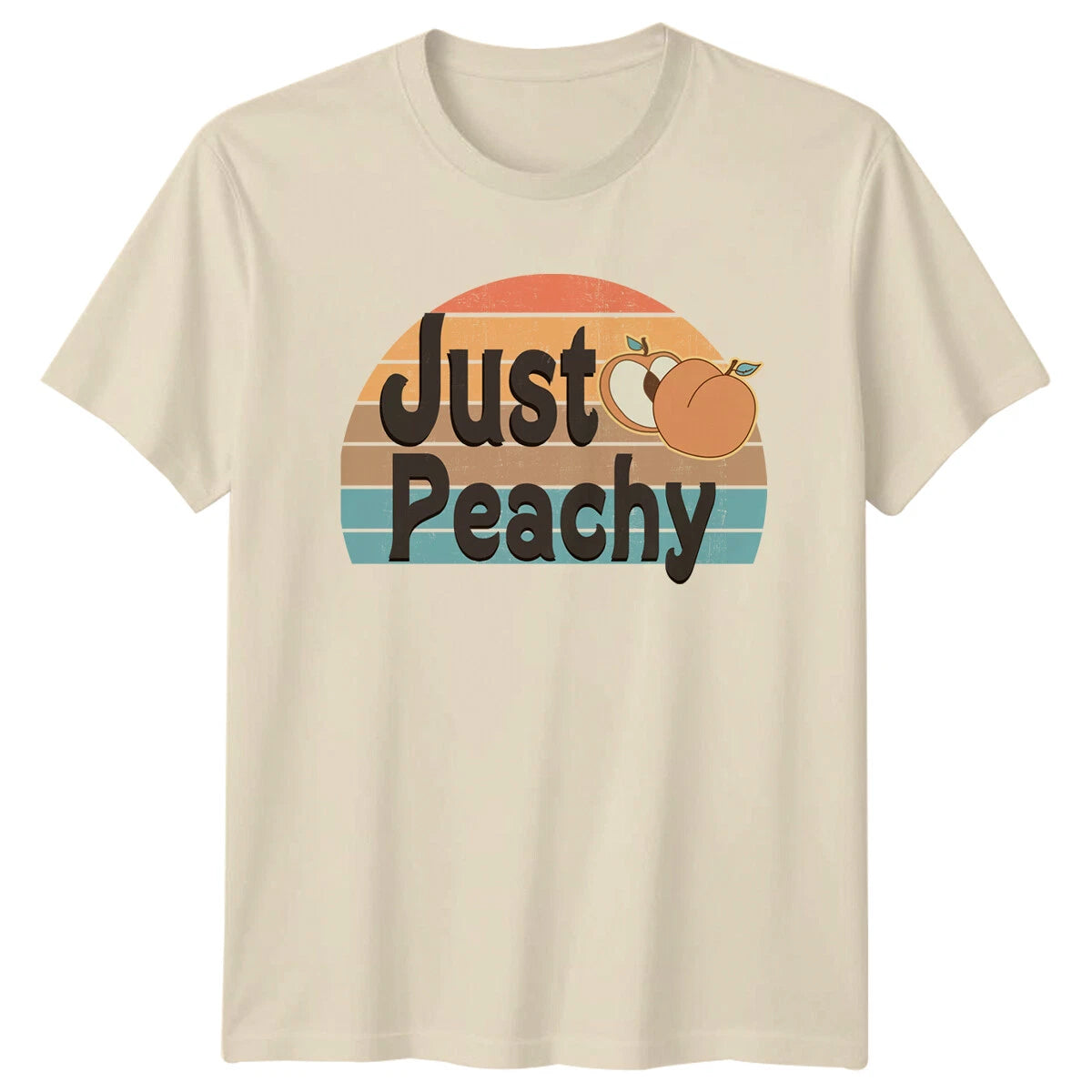 Just Peachy Retro Sunset Fruit Graphic T-Shirt