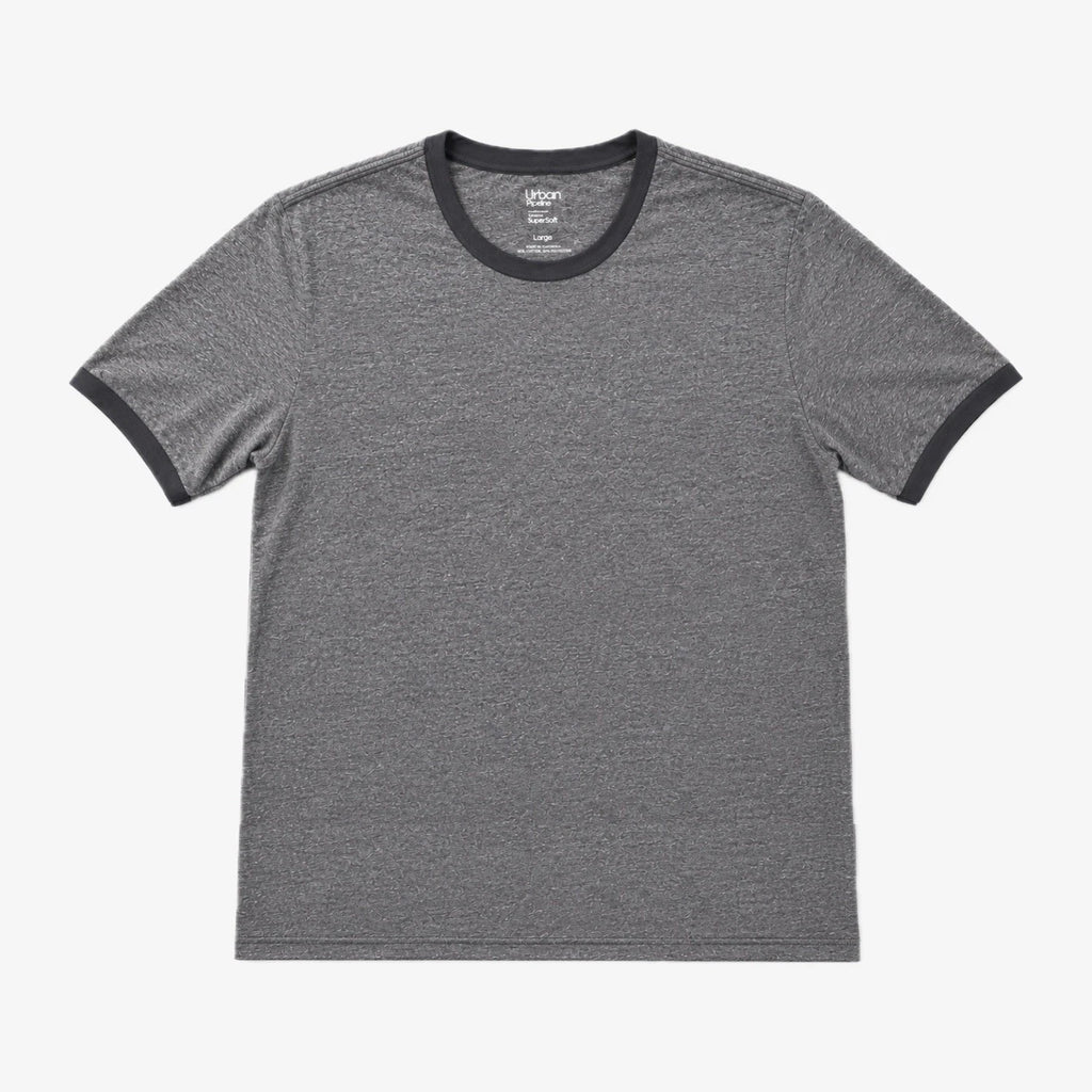 Urban Pipeline Mens Large Gray Ringer Tee SuperSoft Cotton Blend Shirt