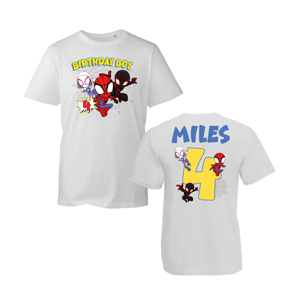 Custom Spidey Birthday Boy T-Shirt, Superhero Boy Shirt, Spiderman Party Tee