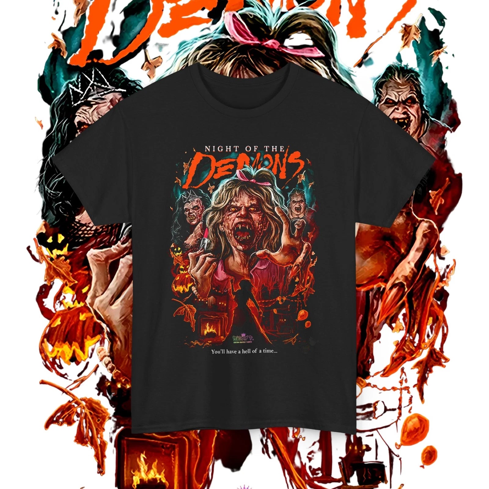 Night of the Demons 1988 Movie T Shirt Horror Unisex Heavy Cotton Tee