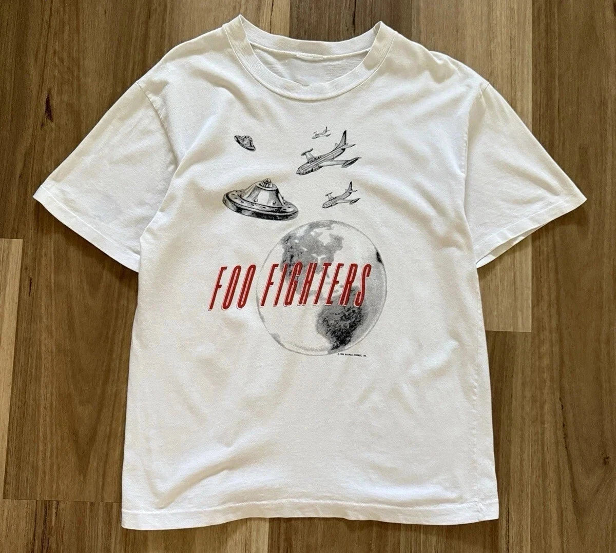 Vintage 1995 Foo Fighters Band UFO Planes Tour T-Shirt NEW S-3XL