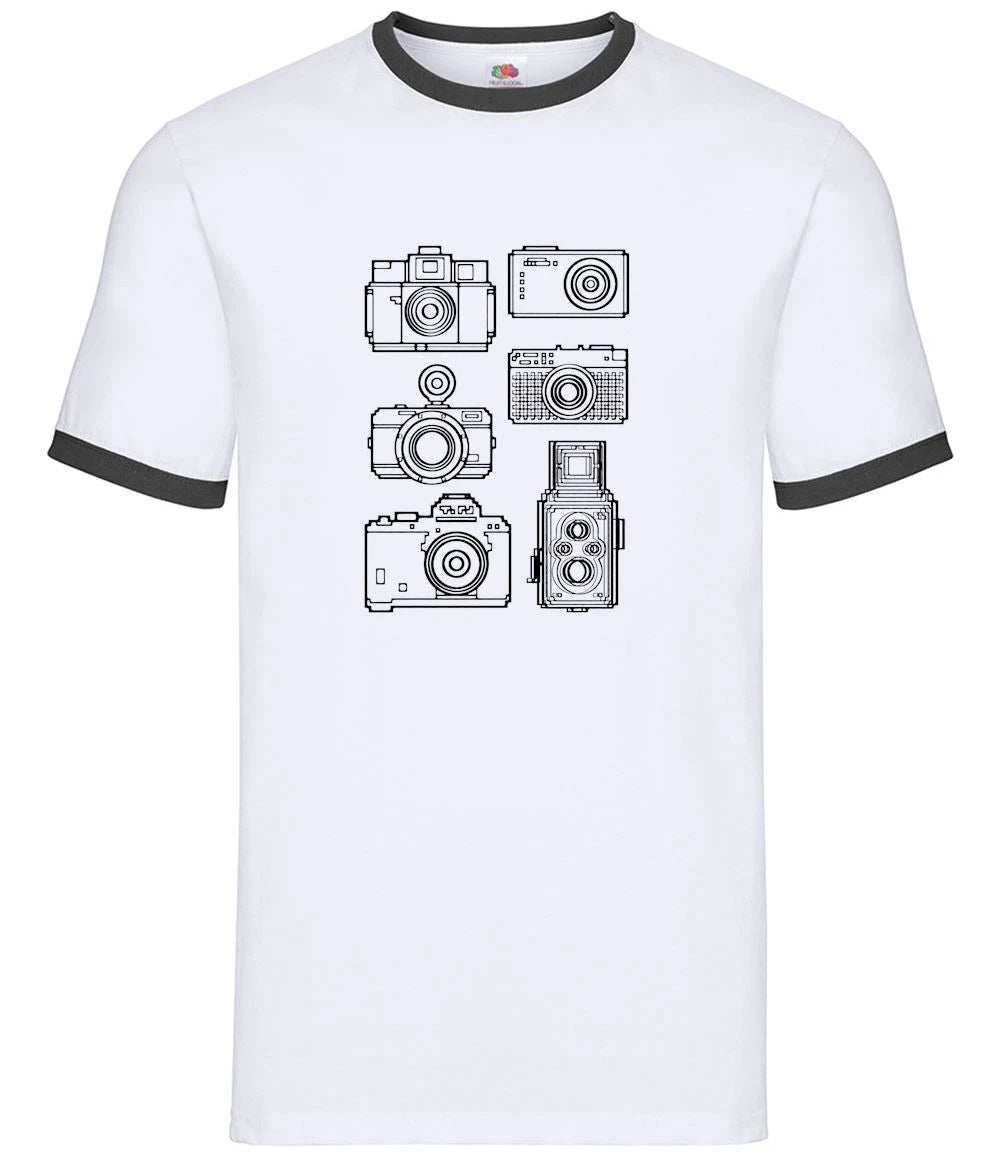 Vintage Cameras - Mens Ringer - Camera Photography Retro