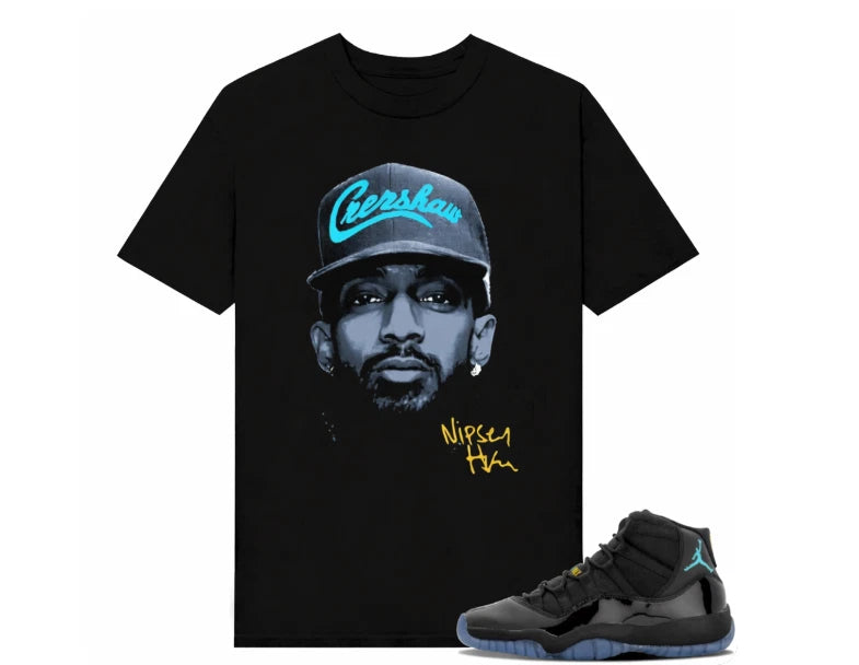 Gamma Blue 11s Sneaker Match Tees Black Nipsey Big Face