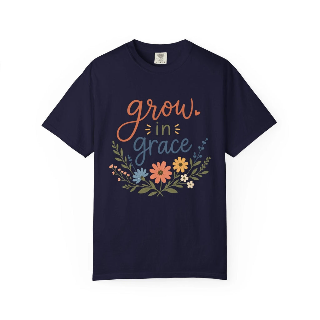 Grow in Grace Floral Design T-shirt | Inspirational Scripture Tee