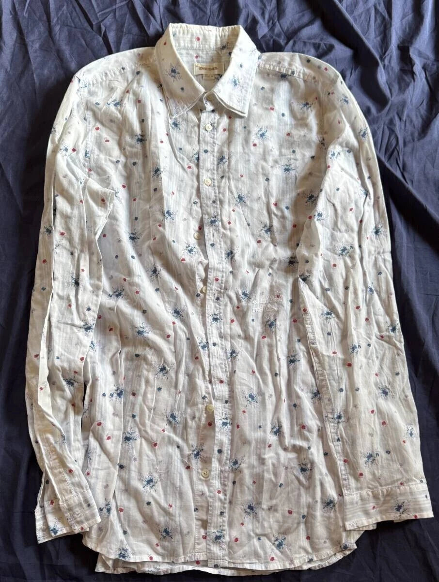 Diesel M Patterned Floral Shirt White Cotton Simple Luxury Japan