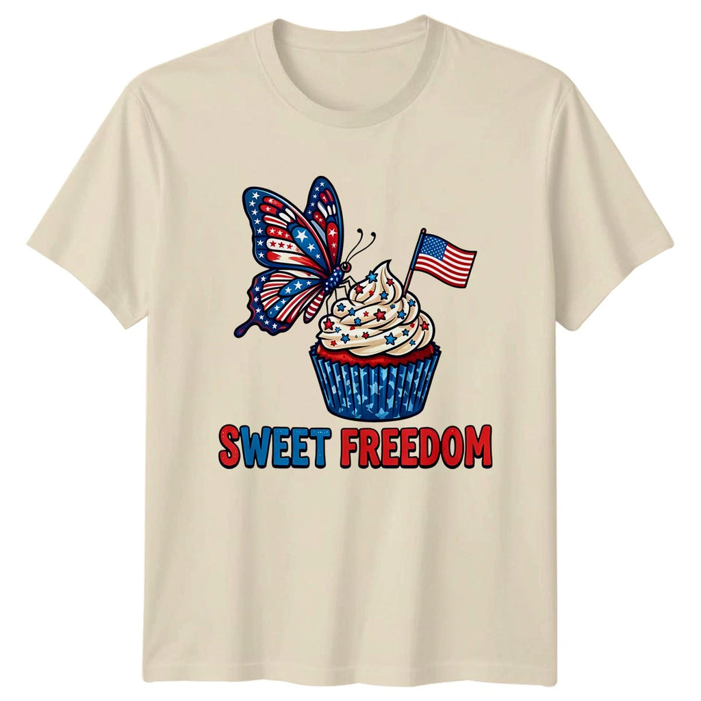 Sweet Freedom Womens T-Shirt 4th of July USA Independence Day Gift For Her