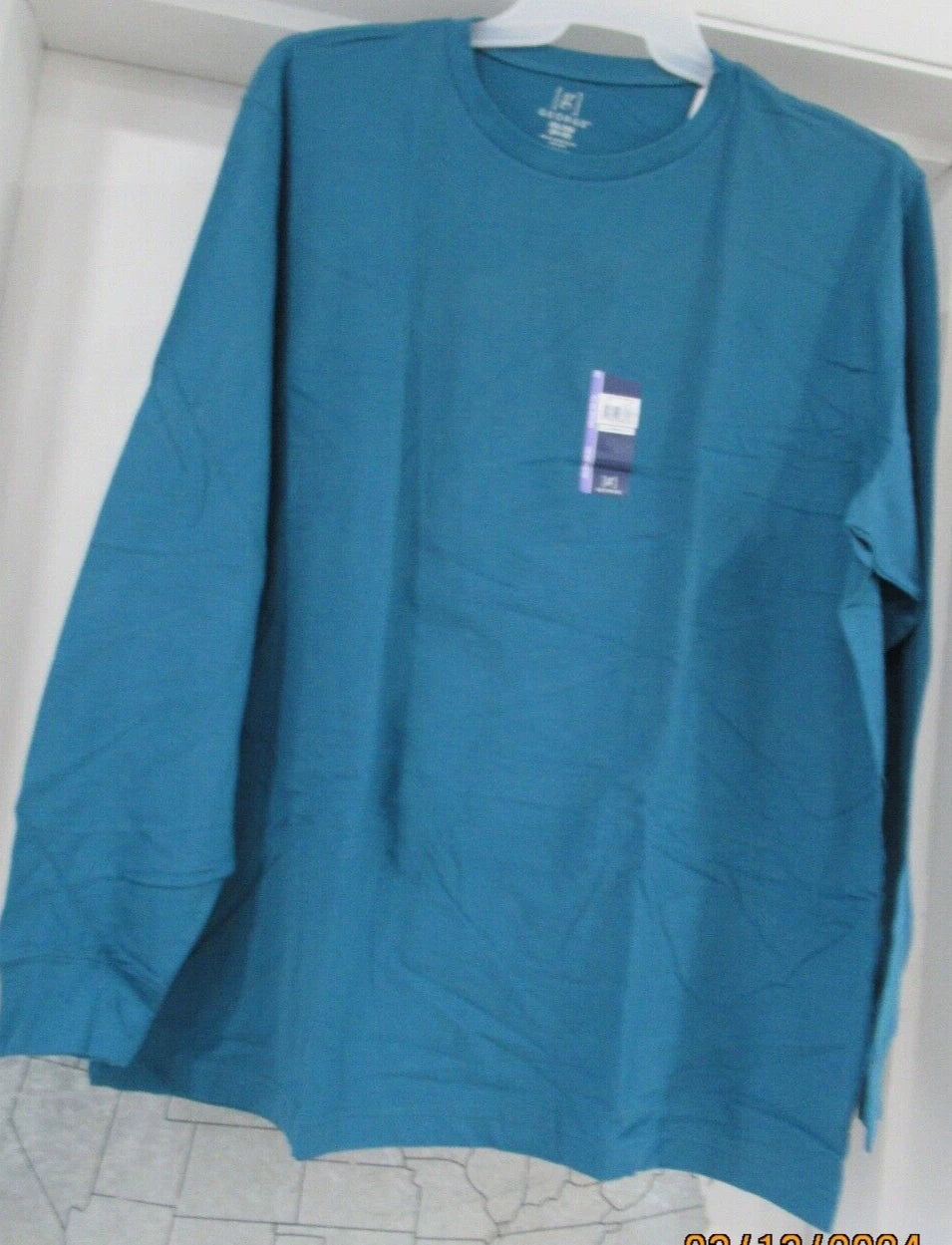 MENS LONG SLEEVE COTTON T SHIRT... TEAL.  SIZE 2XL