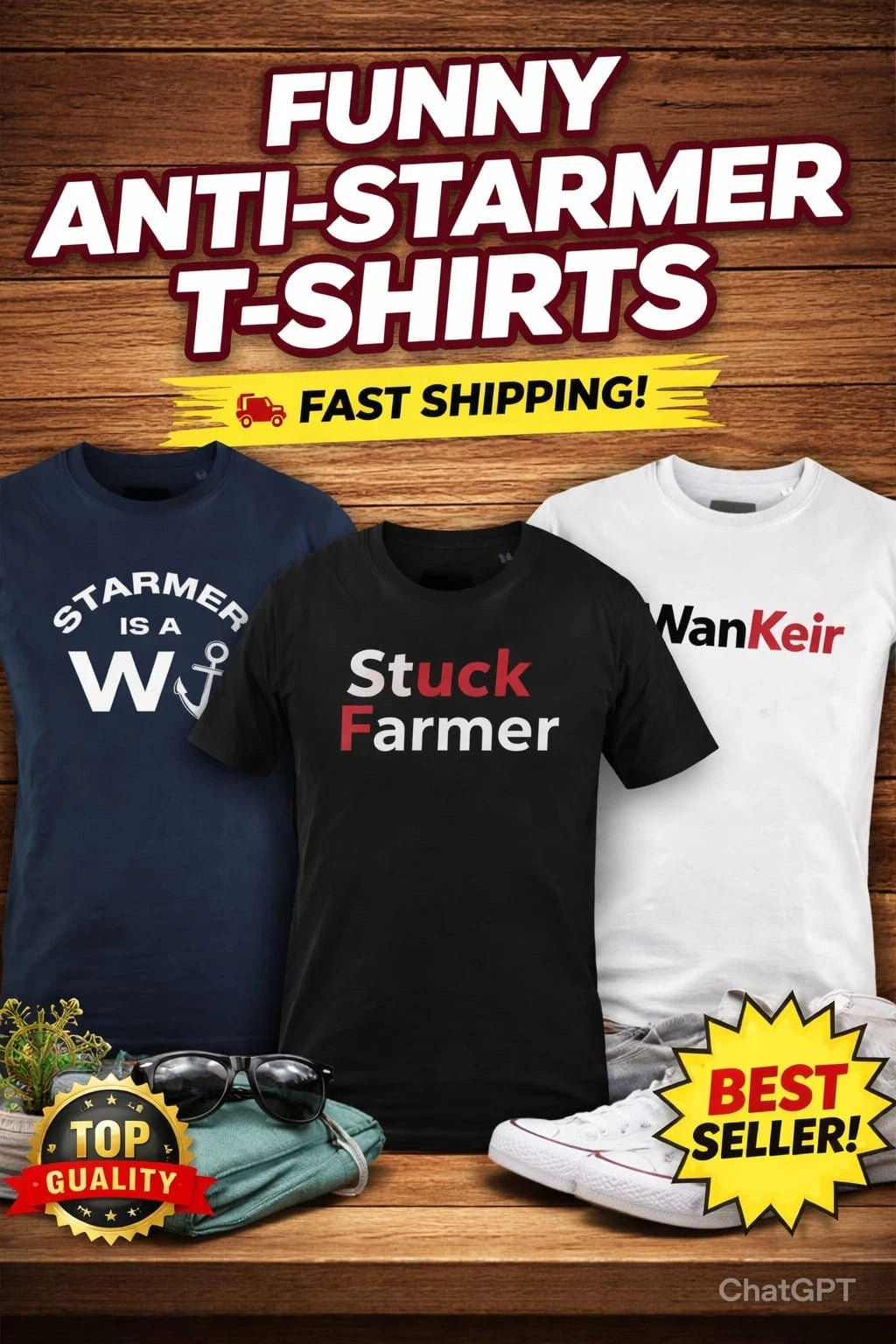 Keir Starmer T-Shirt Stuck Farmer Wanker Politics Anti-Labour Comedy Tee Gift