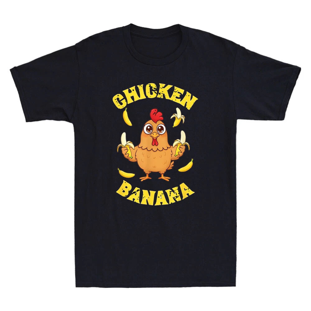 Chicken Banana Funny Chicken Hold Banana Cartoon Meme Men's Short Sleeve T-Shirt