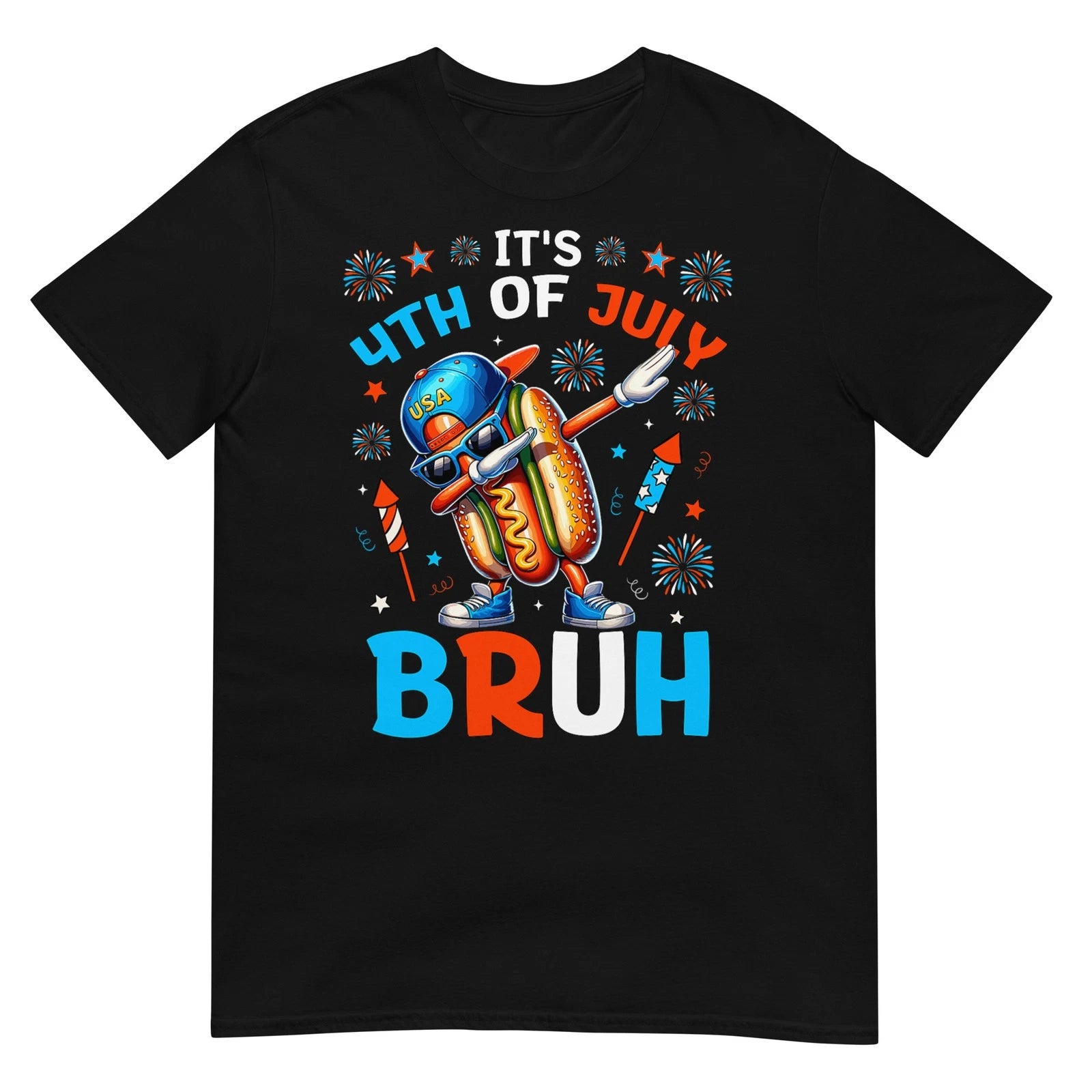 Bruh 4th Of July Boys Kids Hotdog Funny Fourth of July T-Shirt