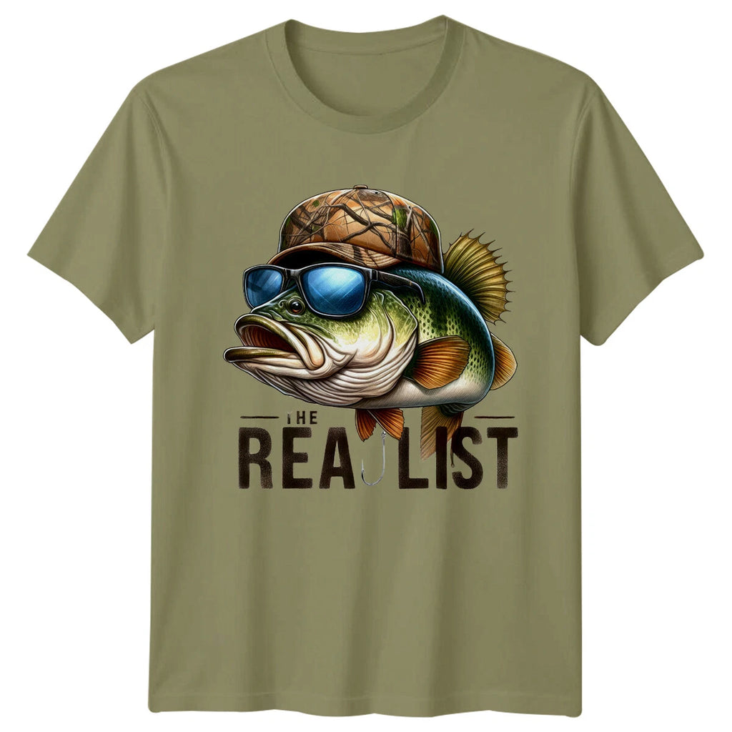 The Realist Bass Fishing Mens T-Shirt Fisherman Gift Angler Tee