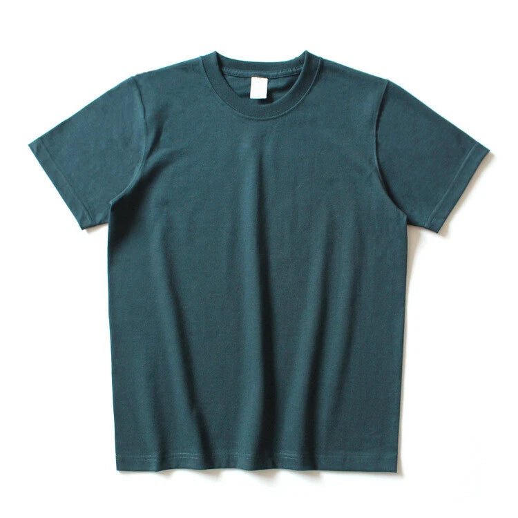 Summer Cotton Round Neck Short Sleeve T-Shirt Solid Color Simple Top