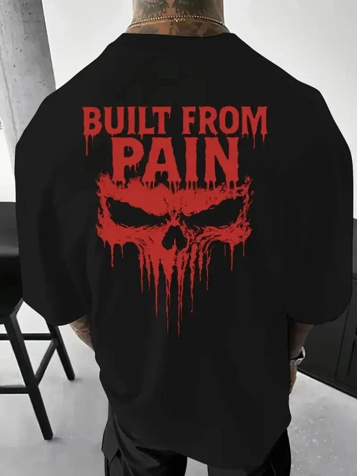 Men'S 180g Pure T-Shirt with Skull & "Built from Pain" Gr