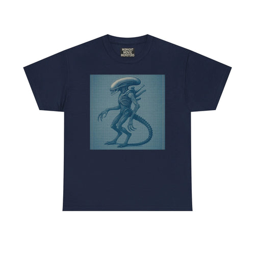 Alien Xenomorph Blueprint T-Shirt Unisex Heavy Cotton Tee Sci-Fi Shirt Vintage