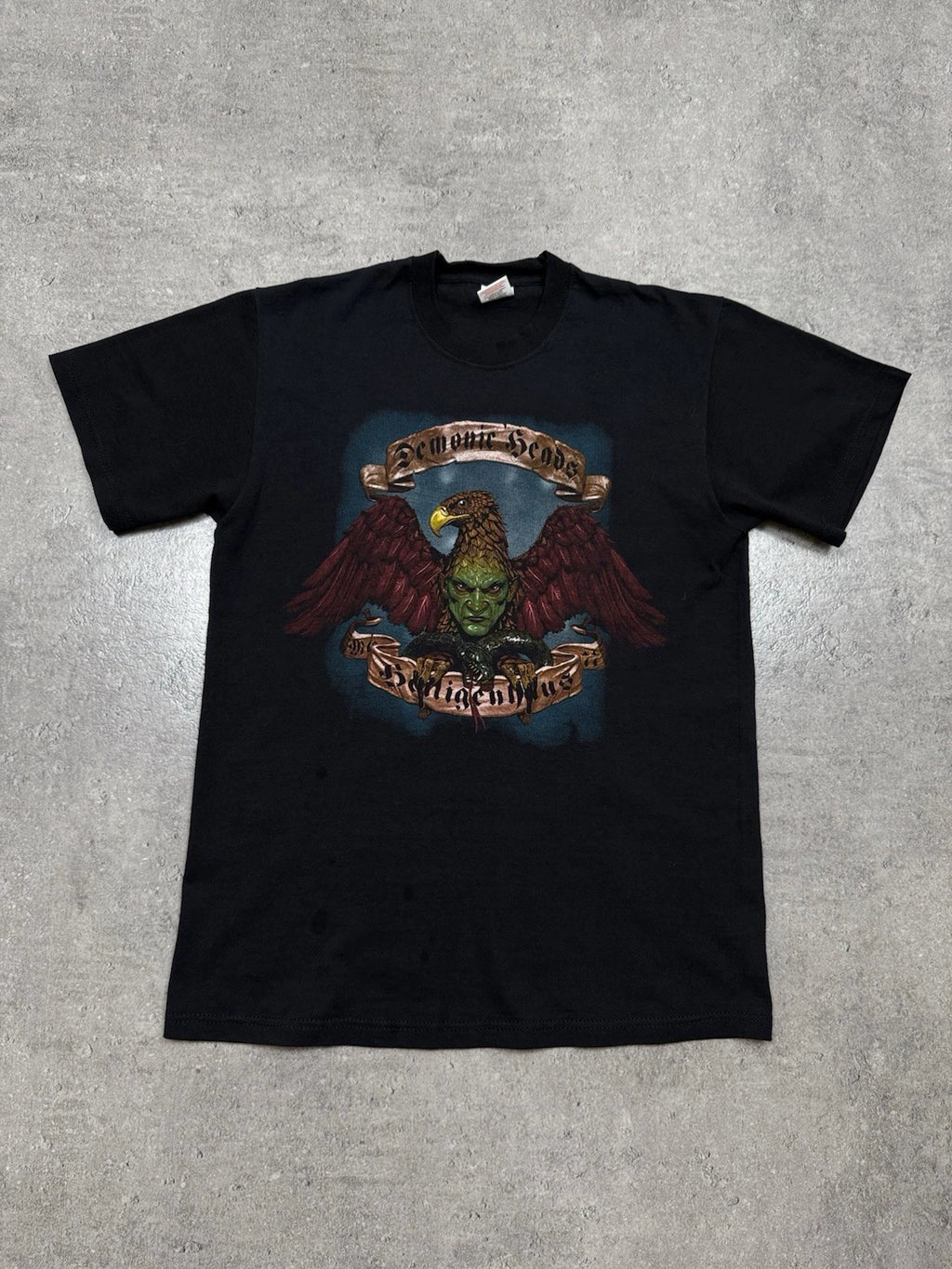 Vintage O0s T-Shirt Demonic Heads Retro Style Motorcycle