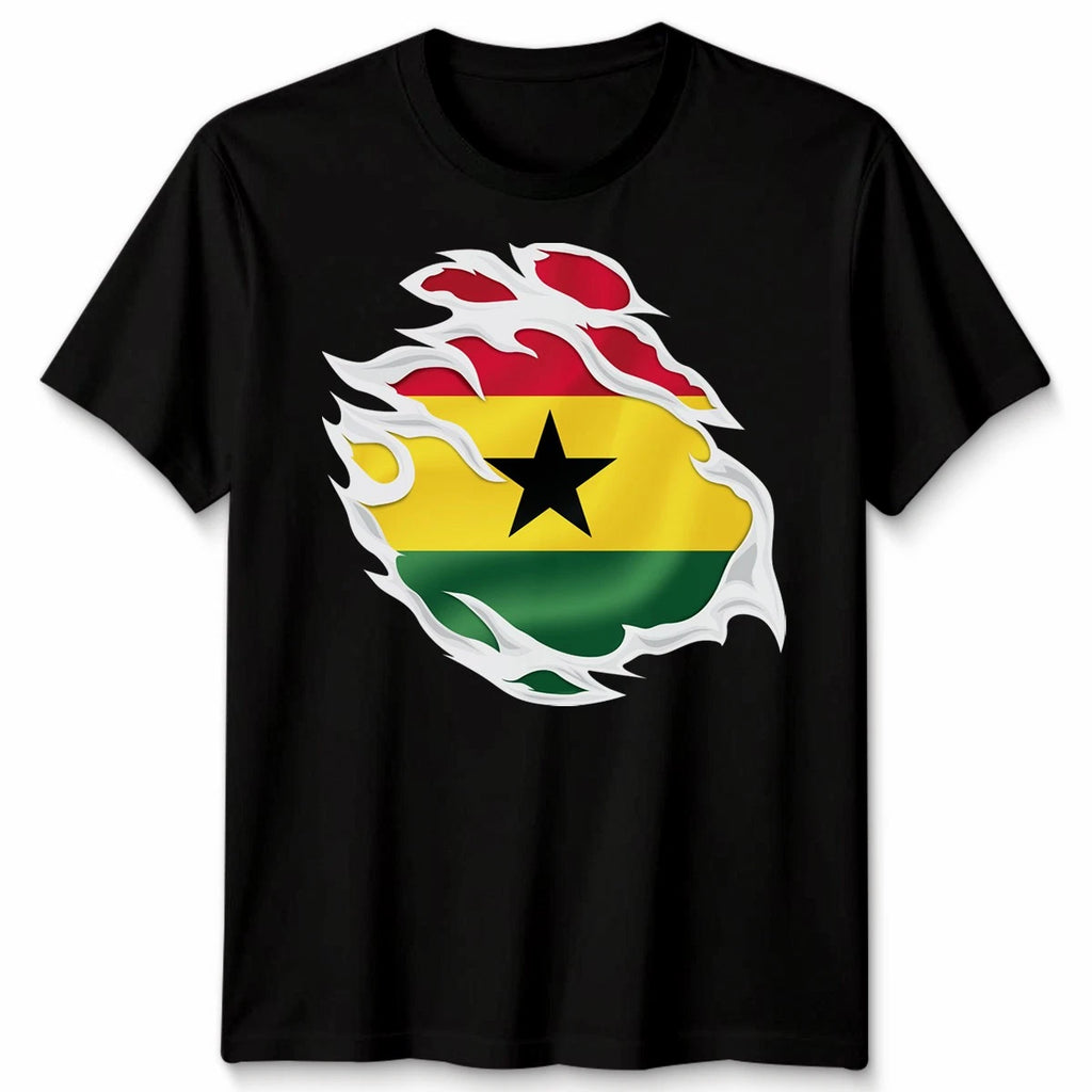 Torn Ghana Flag Ghanaian Day Football Unisex Tshirt Mens Womens Graphic Tee