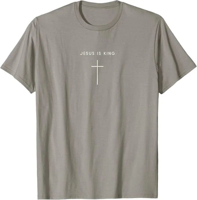 Jesus Is King Cross - Minimalist Christian Religious Jesus T-Shirt