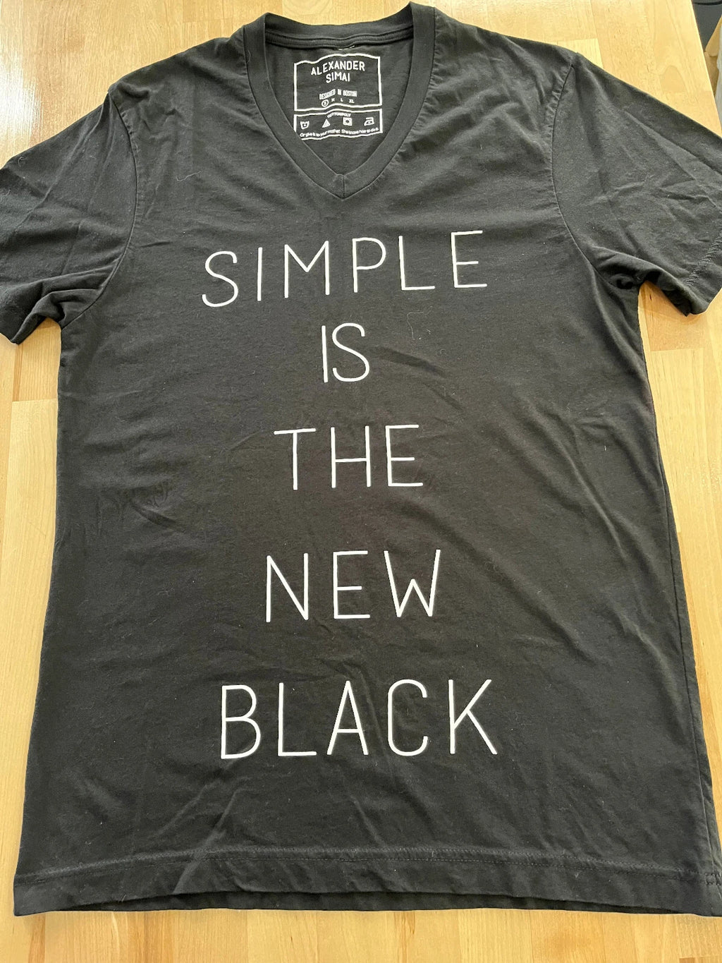 Alexander Simai Simple Is The New Black Graphics BLACK Tshirt - Men's Sz S