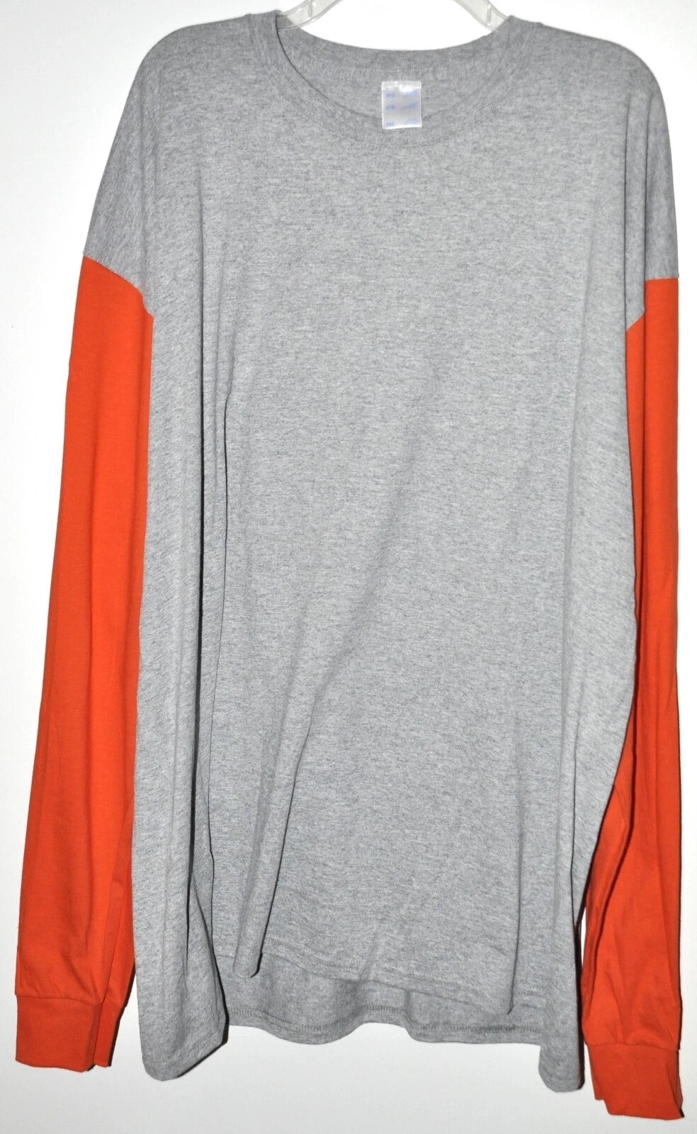 Long Sleeve Tee Soft Knit Color Block Gray & Orange Men's Size 3XL NWOT
