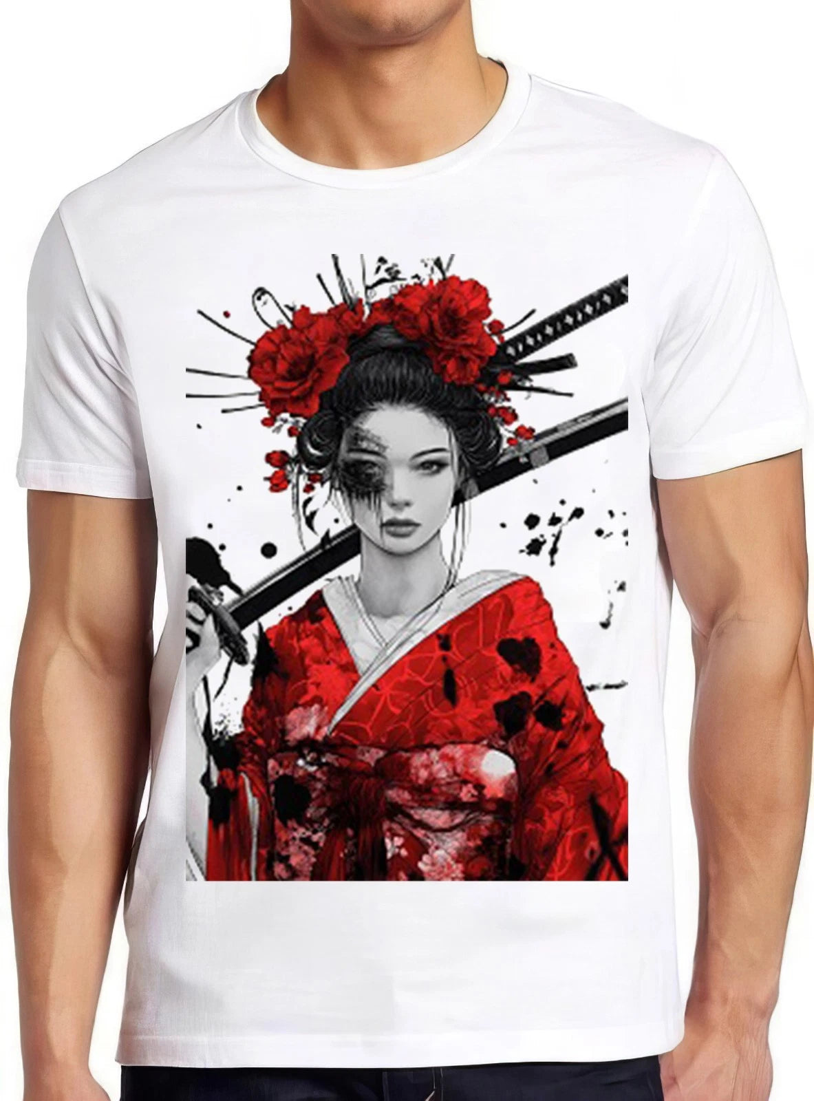 Japanese Geisha Samurai Girl Manga Retro Gamer Cult Meme Gift Tee T Shirt 2414