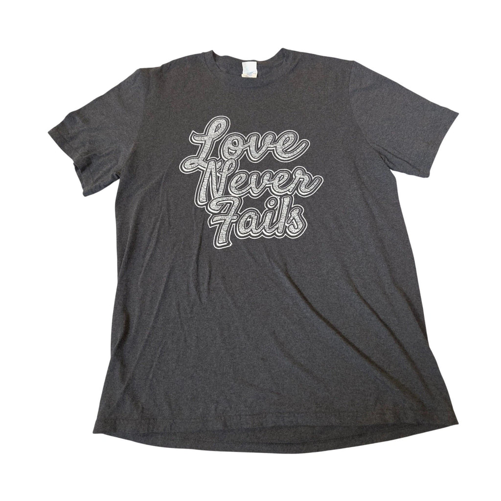 Port & Company Love Never Fails Tri-Blend T-Shirt Men's Large Charcoal Gray