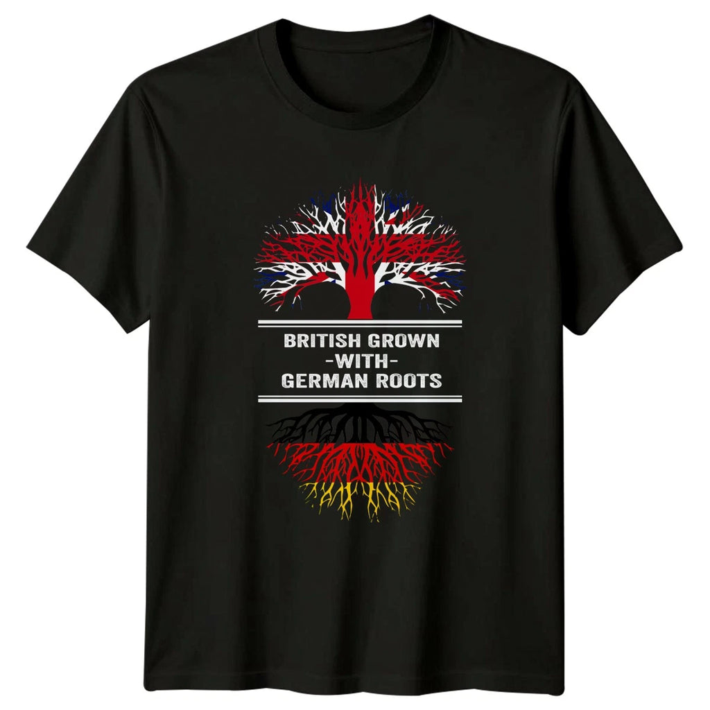 British Grown With German Roots T-Shirt Dual Nationality Heritage Birthday Gift