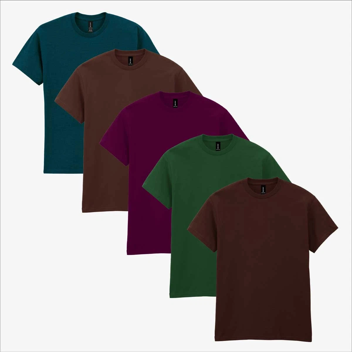 Gildan Mens 5-Pack T-Shirt Premium Basic Heavy Cotton Crew Tee Plain Workwear UK