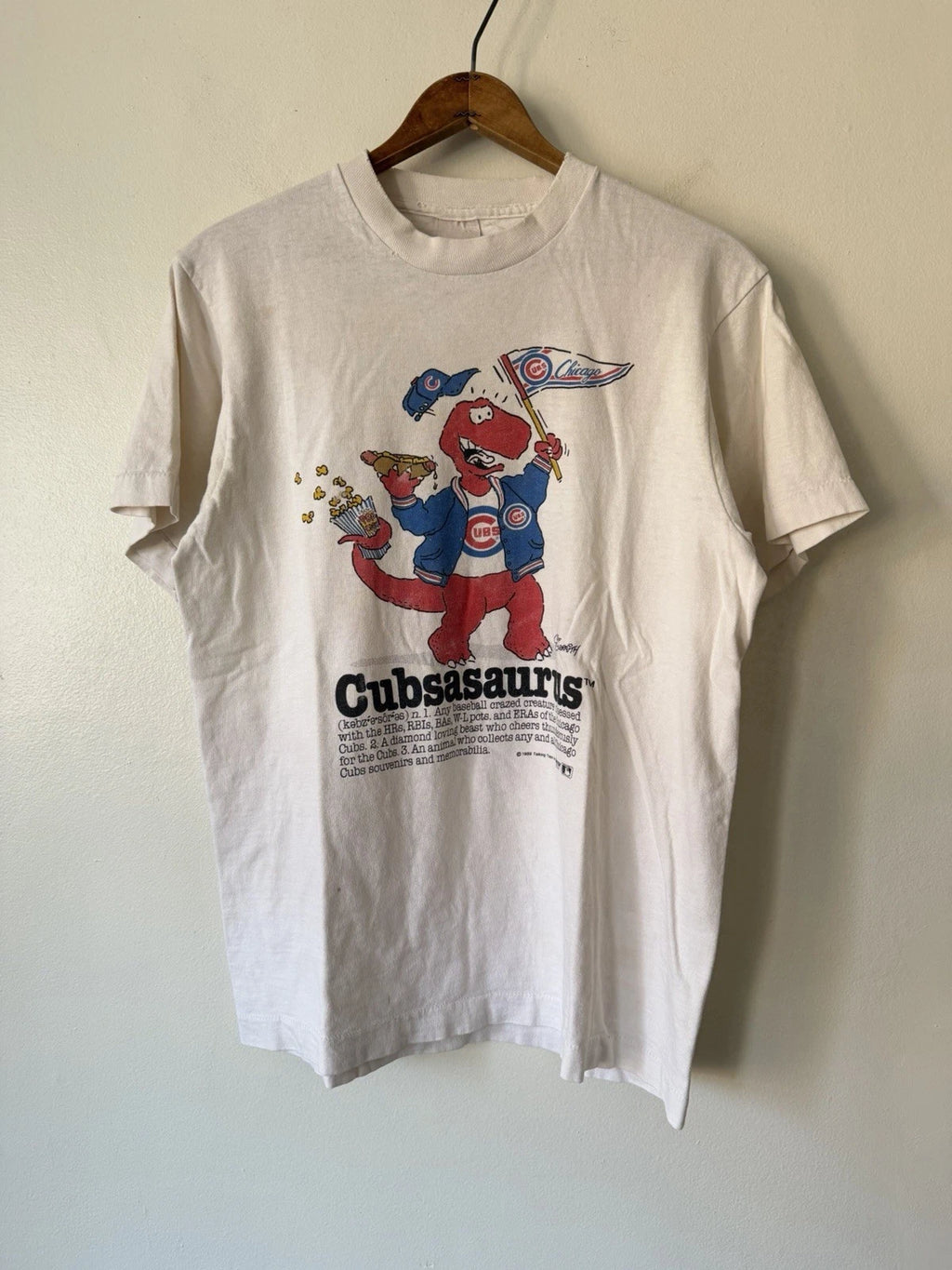 VTG 80s Cubsasaurus Chicago Cubs MLB Baseball Dinosaur Definition Shirt Small