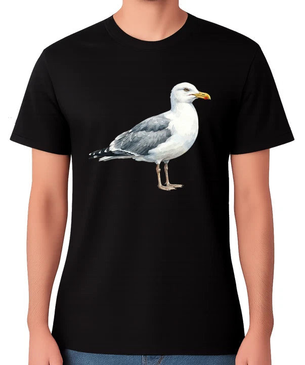 Seagull T-Shirt Realistic Seabird Coastal Wildlife Animal Graphic Unisex Tee