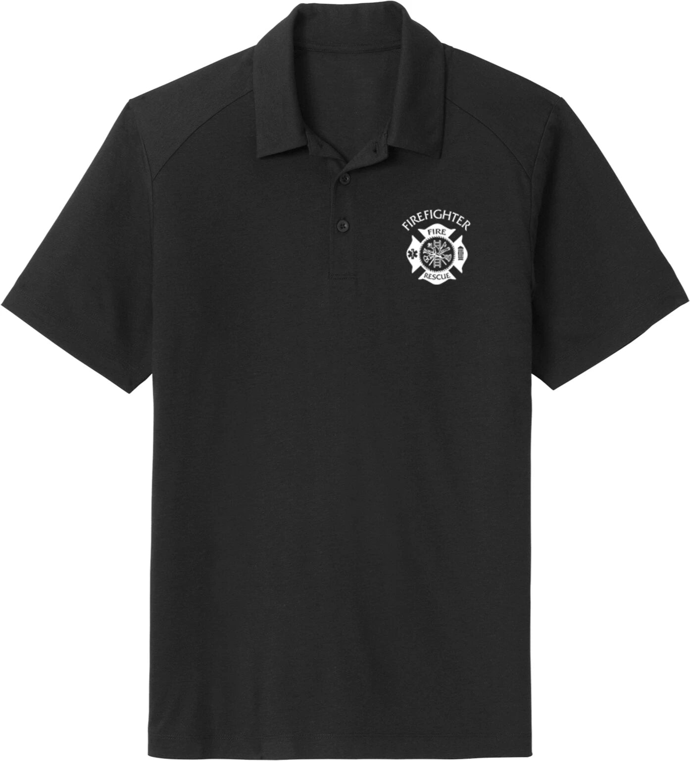 Firefighter Fire Rescue Chest Print Tri Blend Polo Shirt