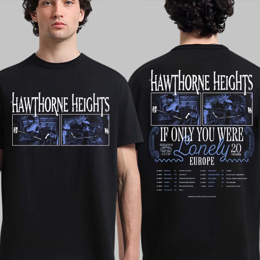 Hawthorne Heights 2026 Europe Tour 20 Years Celebration Dates Double Side Shirt