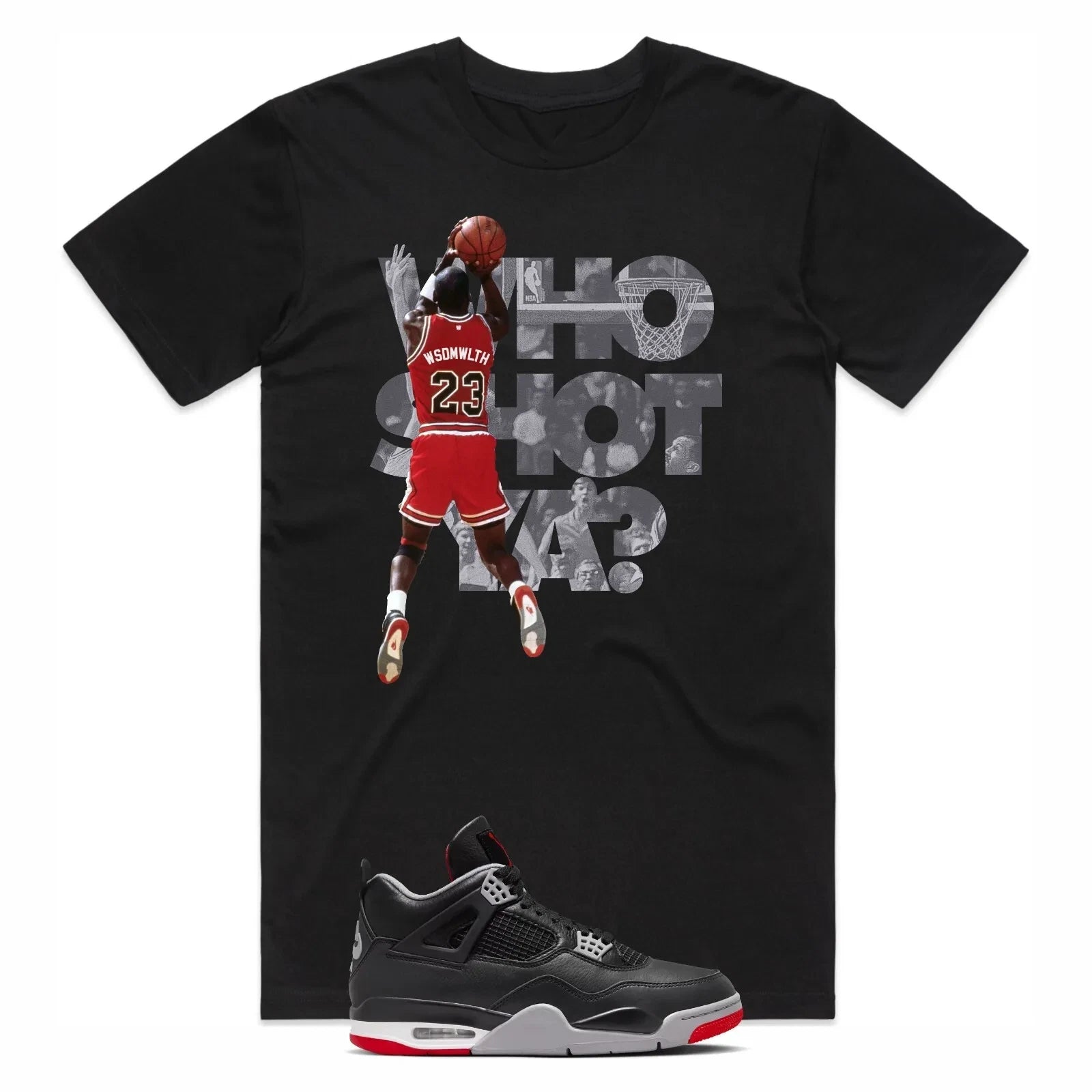 Shirt to Match Air Jordan Retro 4 Bred Reimagined - AJ4 Sneaker Matching Tee bla