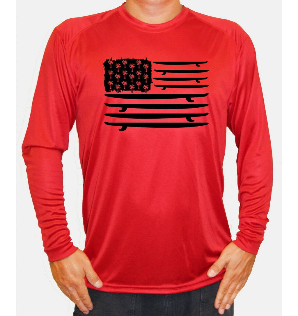 Surfing Surfer Flag Ocean Beach Long Sleeve UPF 50 T-Shirt UV Protection
