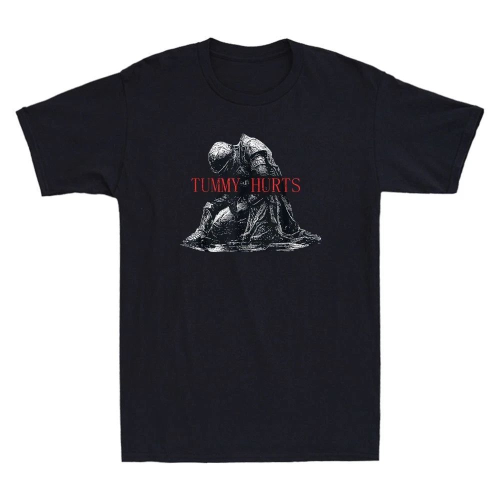 Tummy Hurts Funny Medieval Knight Dark Art Vintage Men's Short Sleeve T-Shirt