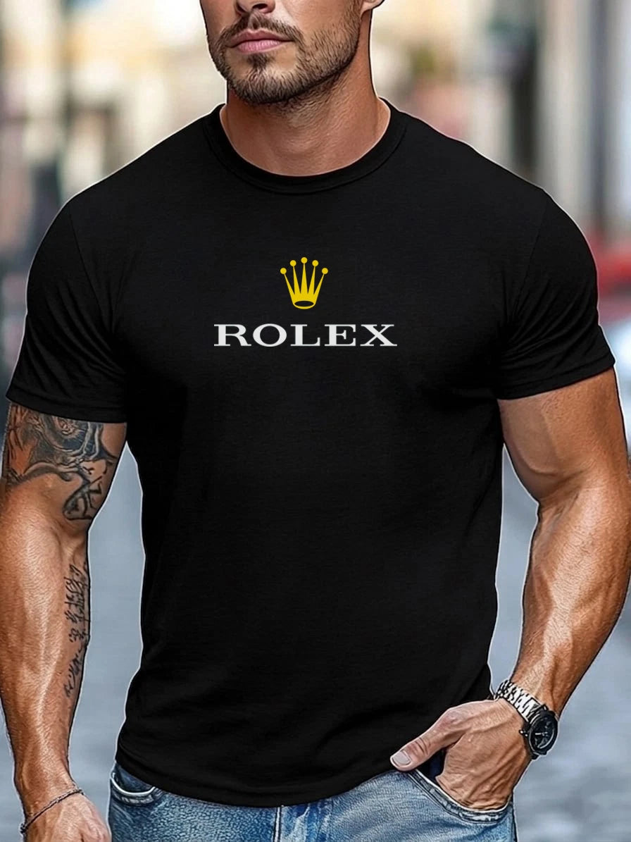 For Rolex Fans T-Shirt, Men Black Graphic Tee Streetwear Casual Cotton