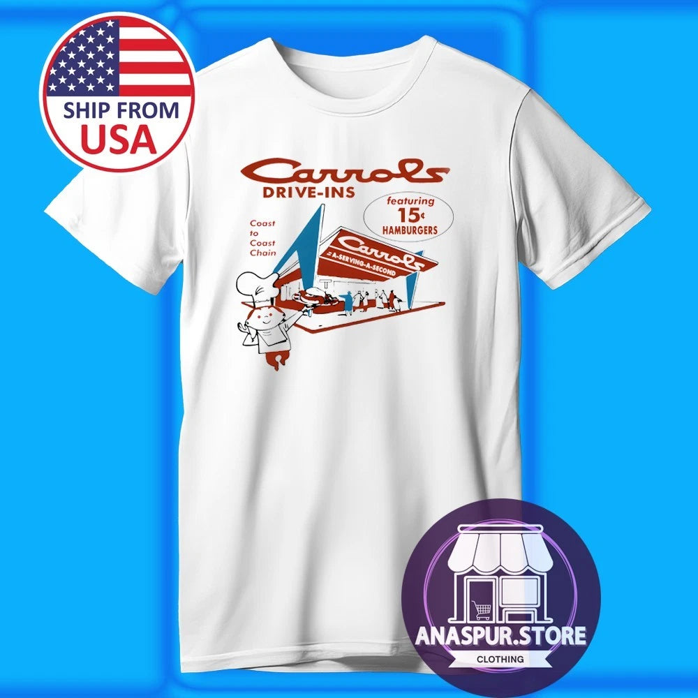 Carrolls Hamburgers Drive In Restaurant Men's White Size S-5XL