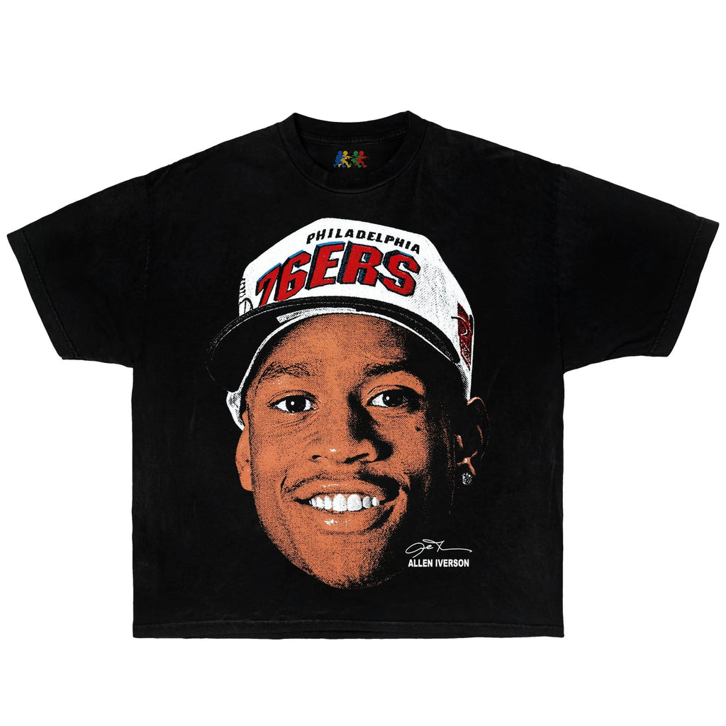 Allen Iverson Big Face 76ers Vintage T-Shirt Black 90s Basketball Streetwear