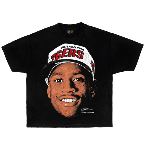 Allen Iverson Big Face 76ers Vintage T-Shirt Black 90s Basketball Streetwear