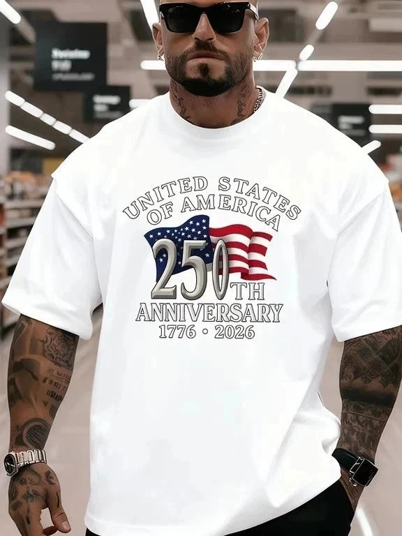 USA 250th Anniversary T-Shirt 1776-2026 American Flag Patriotic Graphic Tee