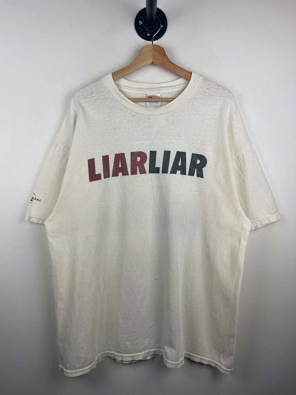 Vintage 90s Liar Liar Jim Carey Universal Studios Movie Promo White Tee Size XL