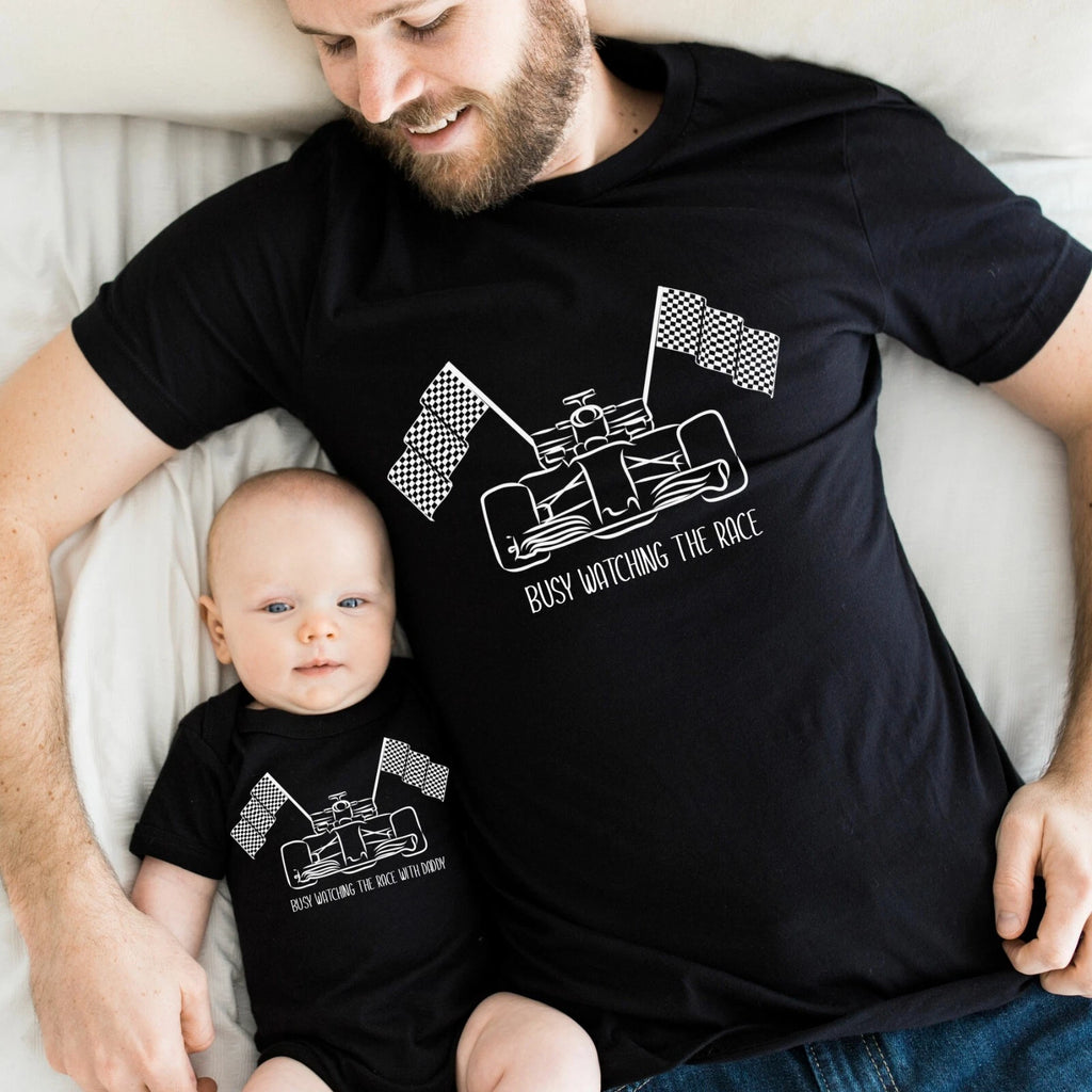 Watching the Race with Daddy F1 | Dad and Baby Matching T-shirt Baby Vest
