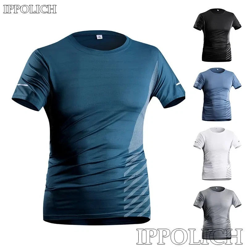 Summer short sleeved quick drying sports casual T-shirt men's ice silk versatile