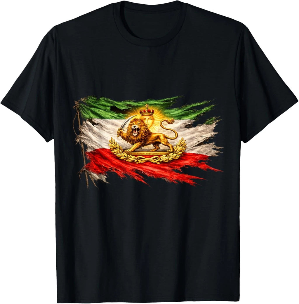 Iran Flag with Lion and Sun Emblem, Vintage Persian Heritage unisex T-Shirt