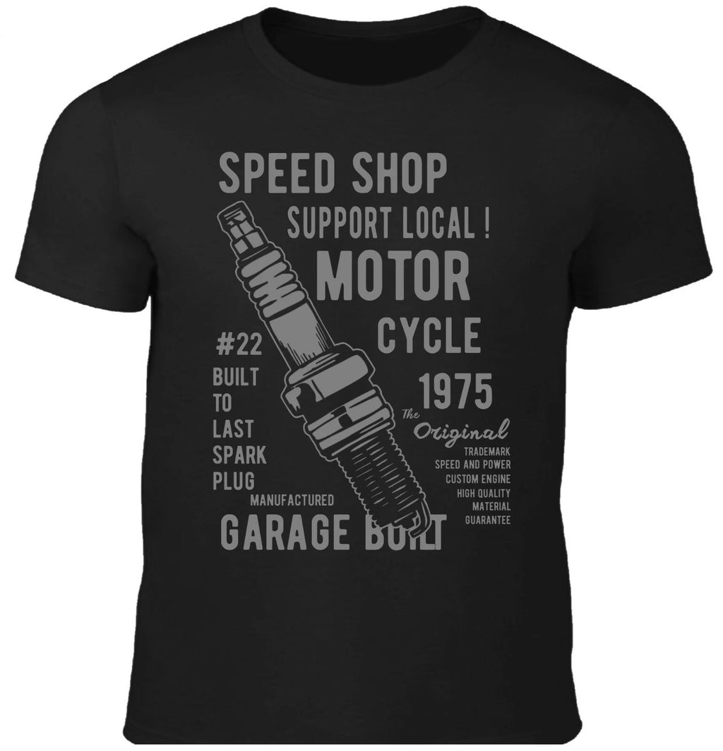 Mens Spark Plug Biker Hotrod V8 Old School Custom Screwdriver Speed T Shirt