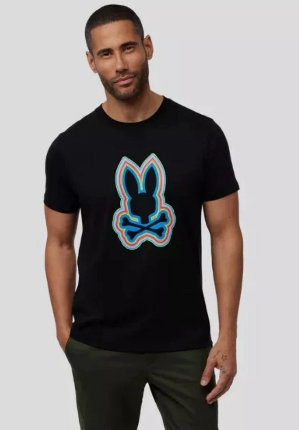 HOT Psycho Bunny Guy Graphic Tee Shirt black s-2xl Cotton Tee shirts