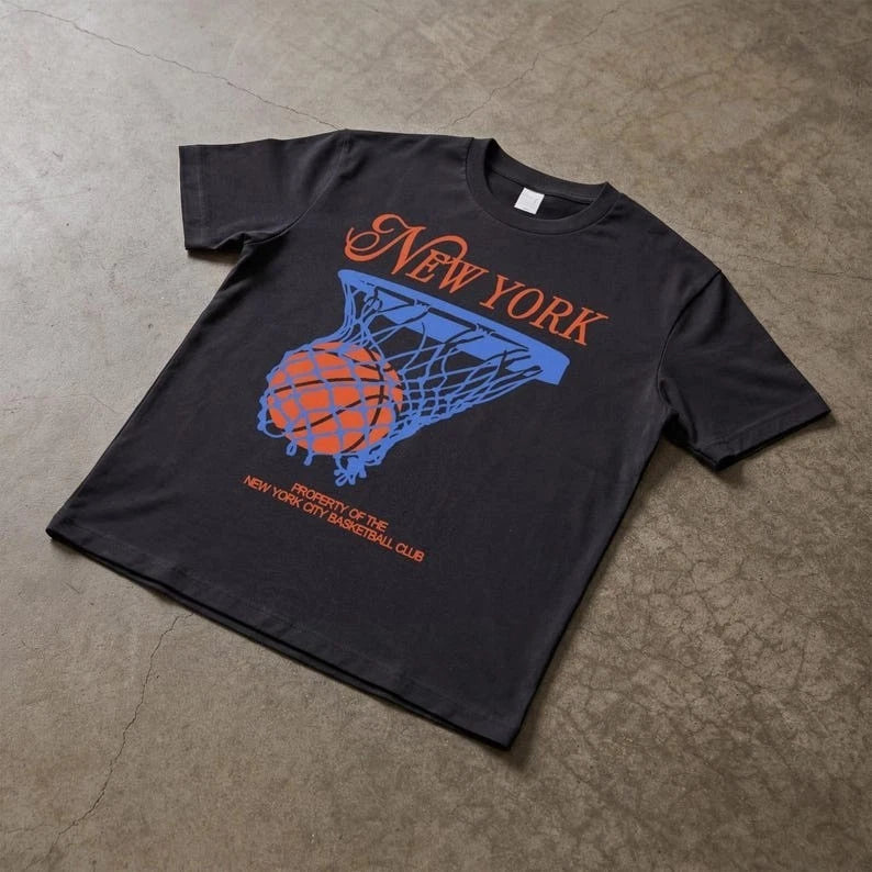 New York Basketball T-Shirt, Retro NY BBall Streetwear