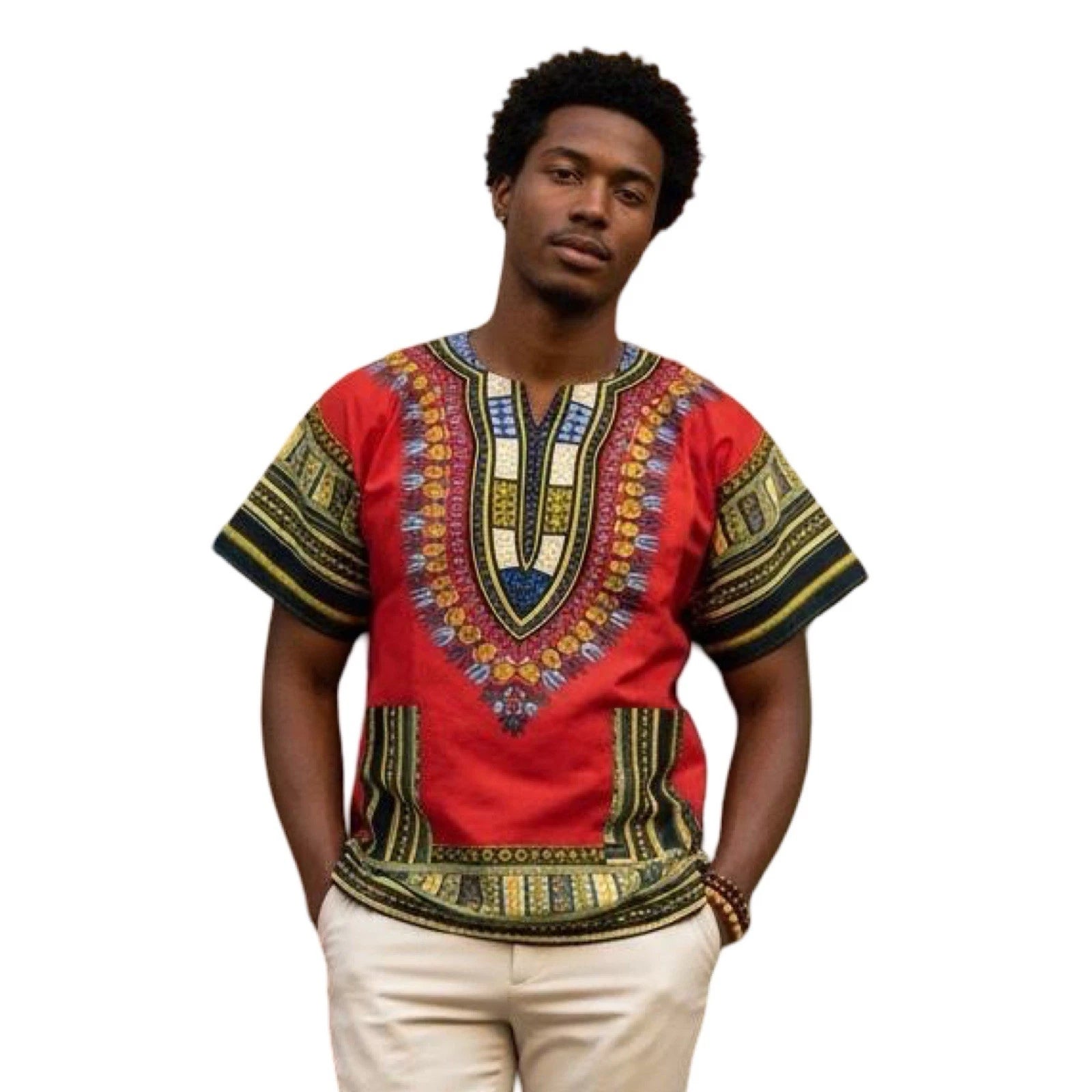#1 Best Quality Unisex African Bright Dashiki 100%Cotton Shirt Variety Colors.