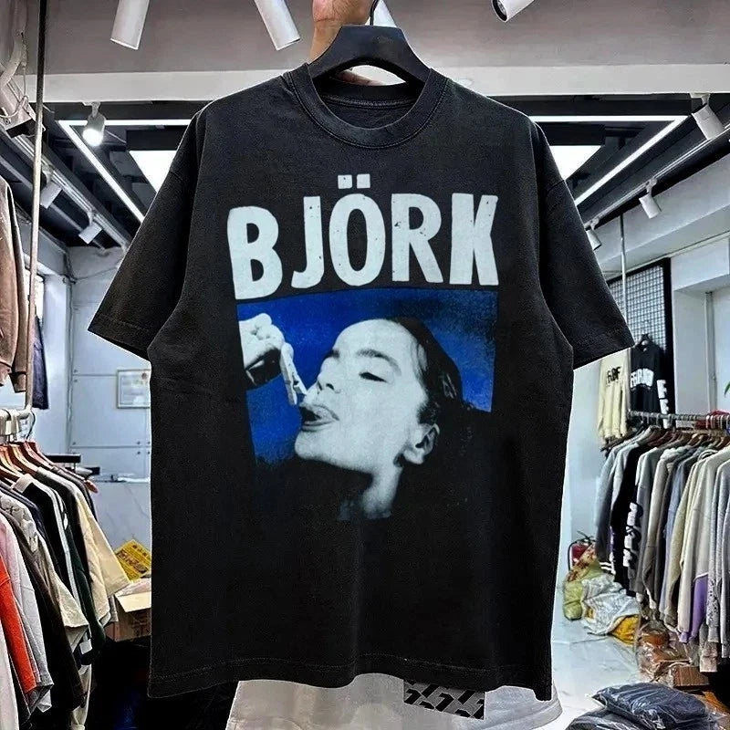 Vtg Bjork Basic style Black T shirt Heavy cotton Classic tee Men Women S-5XL
